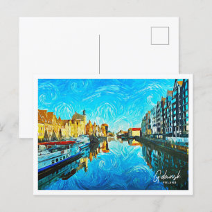Carte Postale Gdansk Pologne Belle peinture à l'huile paysage