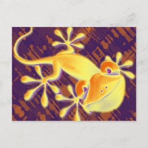 Carte Postale Gecko souriant - motif orange violet