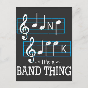 Carte Postale Geek de groupe musiciens notes de musique orthogra