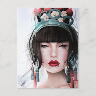 Carte Postale Geisha aux lèvres bissables