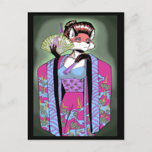 Carte postale Geisha Fox