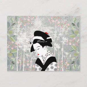 Carte Postale Geisha In Garden