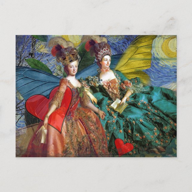 Carte Postale Gemini gothique classique femme papillon Whimsical (Devant)