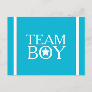 Carte Postale Gender Reveal Aqua Blue Team Boy A01A