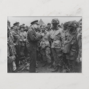 Carte Postale Général Dwight D. Eisenhower avec Parachutistes