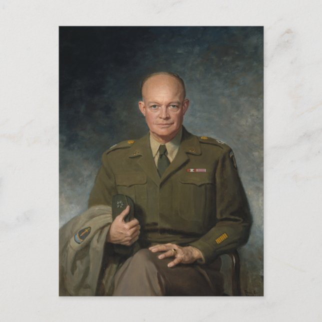 Carte Postale Général Dwight Eisenhower Portrait peint 5 étoiles (Devant)