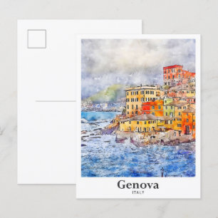 Carte Postale Gênes Italie Aquarelle Voyage Croquis main
