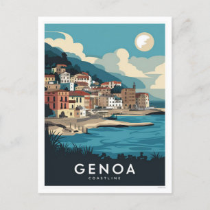 Carte Postale Gênes Italie Retro Peinture de Voyage