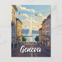 Geneva Street Suisse Travel Jet d'eau Sunset