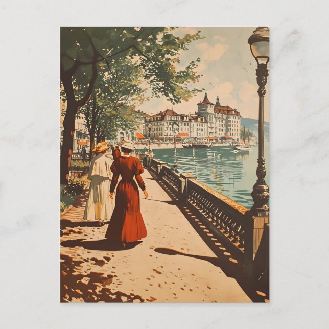 Carte Postale Genève Lakeside Vintage (Devant)