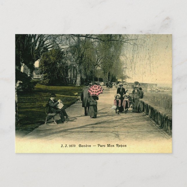 Carte Postale Genève Suisse Parc Mon Repos 1910s (Devant)