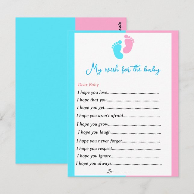Carte Postale Genre révéler jeux de fête voeux pour le bébé (Devant / Derrière)