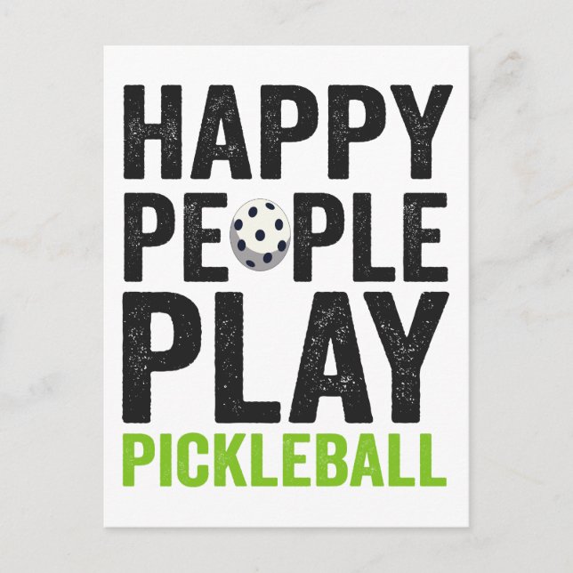 Carte Postale Gens Heureux Drôles Jouent Cadeau Sport Pickleball (Devant)