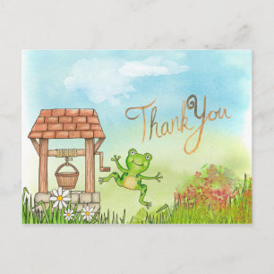 Carte Postale Gentille grenouille sauteuse près d'un puits Merci