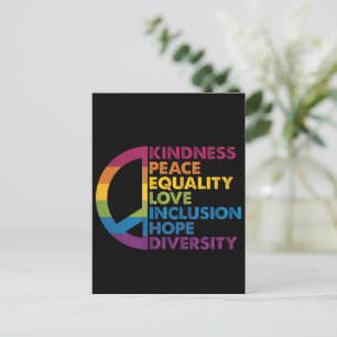 Carte Postale Gentillesse Paix Égalité Amour Inclusion Espoir Di