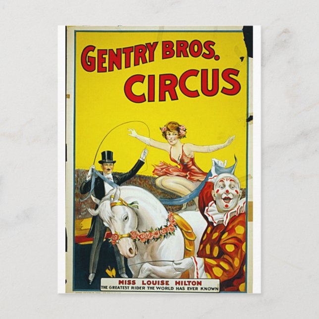 Carte Postale Gentry Bros. Cirque (Devant)
