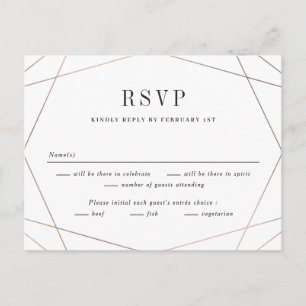 Carte Postale Geo Frame Wedding RSVP Réponse Card