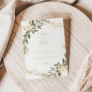 Carte Postale Géométrie dorée Feuillage d'automne Enregistrer la