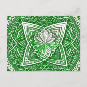 Carte Postale Géométrie sacrée de la fleur celtique verte du cha