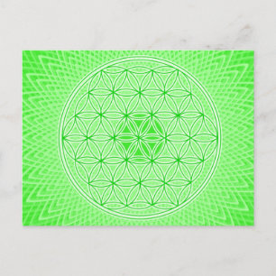 Carte Postale Géométrie sacrée psychédélique verte brillante Man