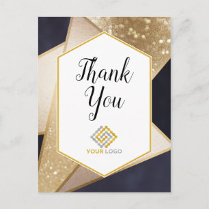 Carte Postale Géométrique Marine Bleu Merci Logo Entreprise