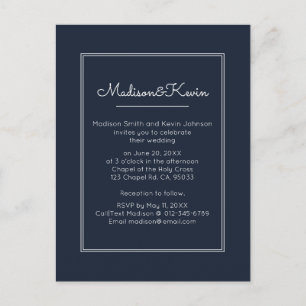 Carte Postale Géométrique moderne Mariage bleu simple
