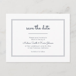 Carte Postale Géométrique moderne | Mariage bleu simple