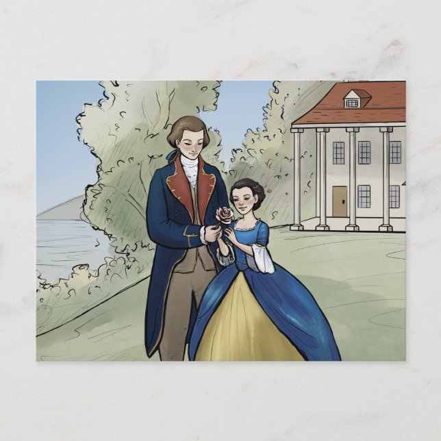 Carte Postale George et Martha Washington jeunes à Mount Vernon (Devant)