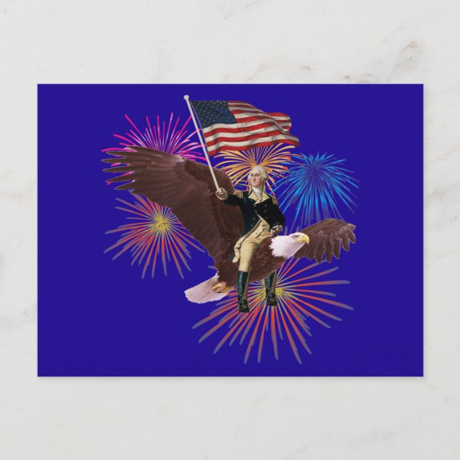 Carte Postale George Washington chevauchant un aigle avec un dra (Devant)