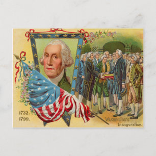 Carte Postale George Washington inaugure le drapeau américain