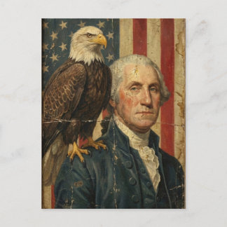Carte Postale George Washington patriote avec aigle chauve