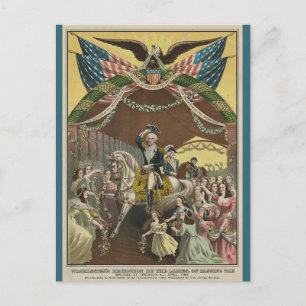Carte Postale George Washington vintage en route vers l'inaugura