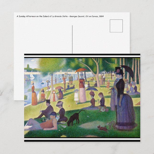 Carte Postale Georges Seurat - Un dimanche après-midi à l'île de (Devant / Derrière)