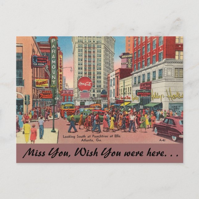 Carte Postale Georgia, Peachtree & Ellis Streets, Atlanta (Devant)
