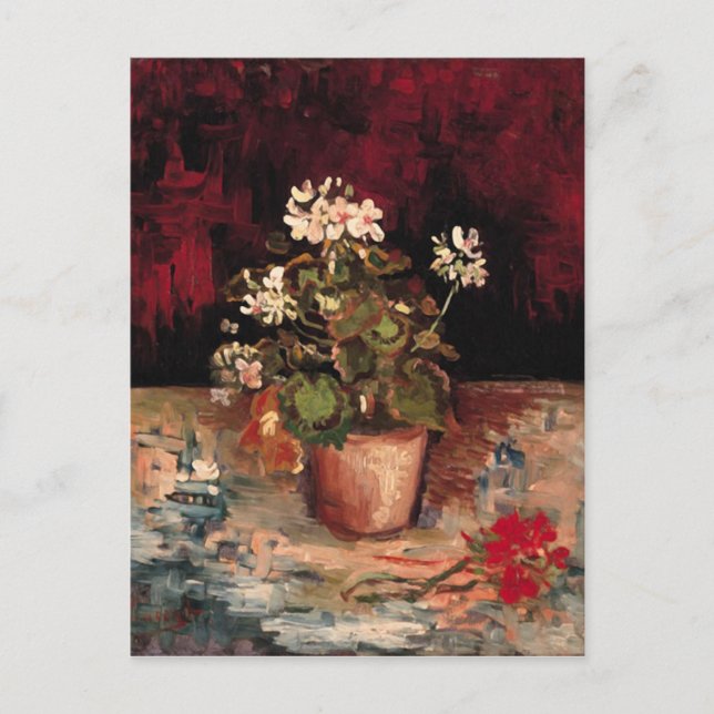 Carte Postale Geraniums dans un pot de fleurs, Van Gogh Art (Devant)