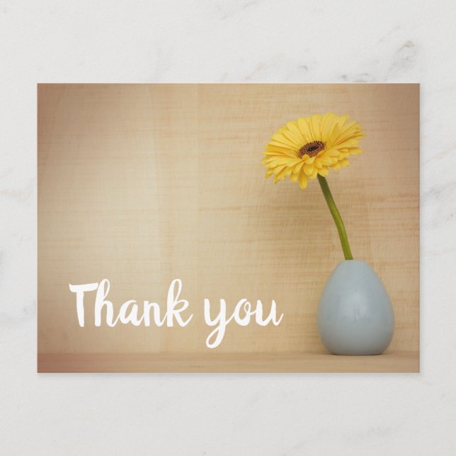 Carte Postale Gerbera Daisy Merci à fleurs de printemps jaune (Devant)