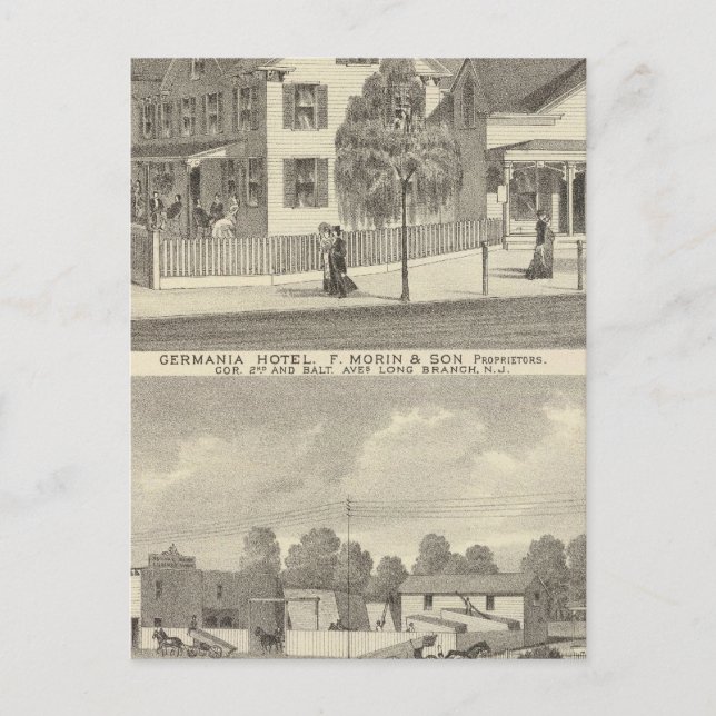 Carte Postale Germania Hotel, Long Branch et Hughes Brothers (Devant)