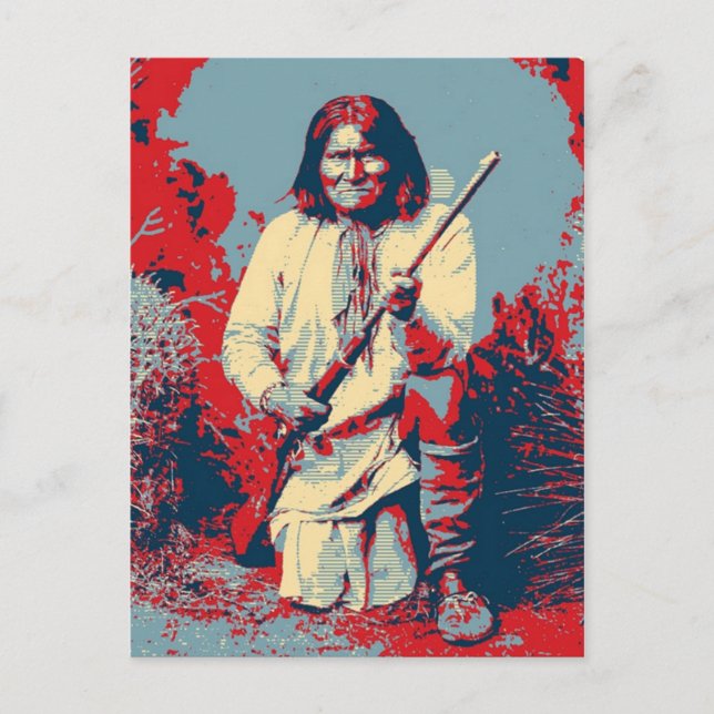 Carte Postale Geronimo Pop Art - Apache Indian Warrior Chief (Devant)