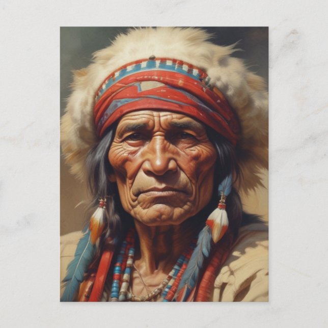 Carte Postale Geronimo Portrait du chef guerrier indien (Devant)