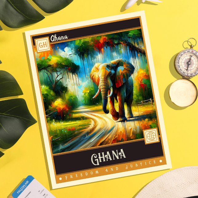 Carte Postale Ghana | Peinture Vintage (Créateur téléchargé)