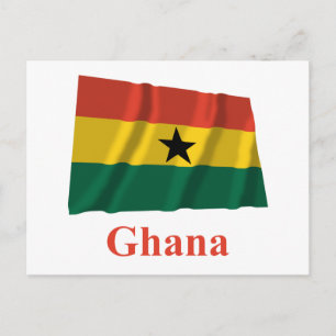 Carte Postale Ghana Waving Drapeau avec nom