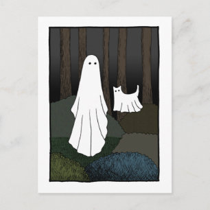 Carte Postale Ghost et Ghost Chat dans les bois drôle déplaisant