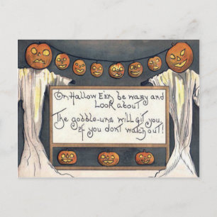 Carte Postale Ghost Jack-o'-lantern Citrouille Scarecrow