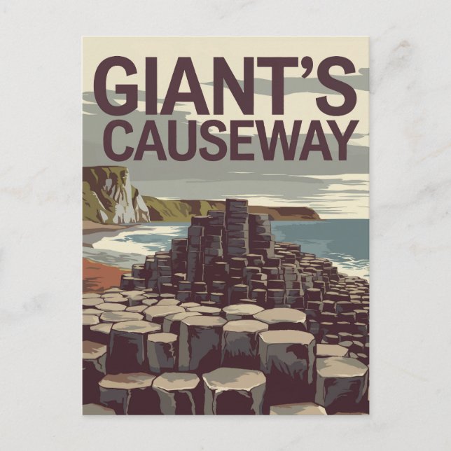 Carte Postale Giant's Causeway Ireland Illustration Travel Art (Devant)