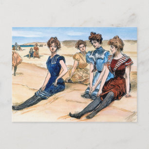 Carte Postale Gibson Girls On The Beach, 1900