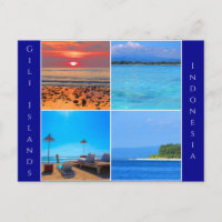 carte postale gili islands indonésie collage