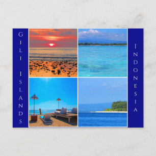 carte postale gili islands indonésie collage