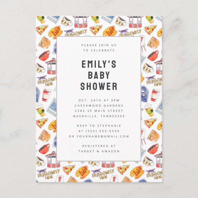 Carte Postale Gilmore Girls Aquarelle Icônes Baby shower (Devant)