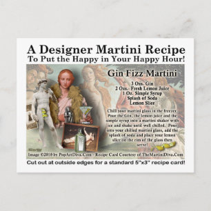 Carte postale Gin Fizz Martini Recette
