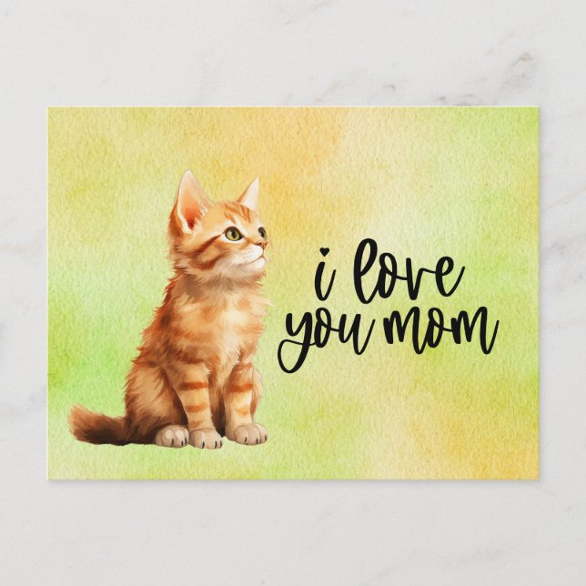 Carte Postale Ginger Cat Je t'aime Maman (Devant)
